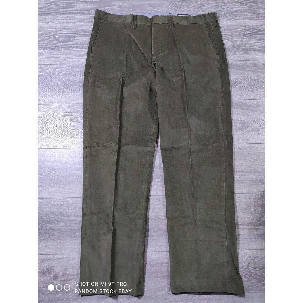 Lands End Pants Adult 44 x 33 Green Corduroy Traditional Fit Comfort Waist Mens